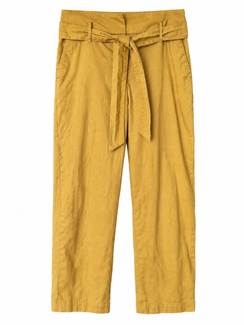 SEZANE Austin Paperbag Tie Waist Stretch Trousers Mustard Yellow Pants Sz 6 GUC